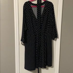 Polka dot faux wrap dress